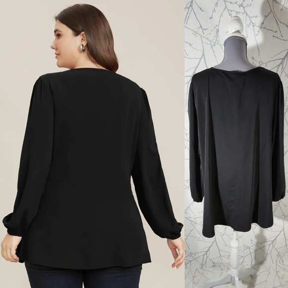 Bloomchic Black Knot Front V-Neck Tunic - Picture 4 of 5